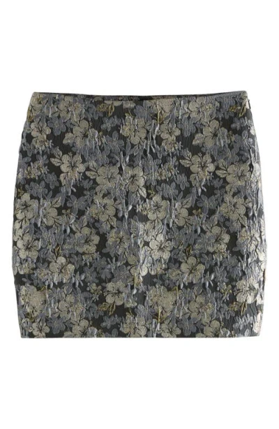 Next Metallic Floral Jacquard Miniskirt In Black