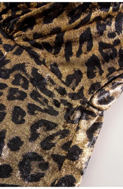 Next Metallic Animal Print Long Sleeve Maxi Dress In Yellow