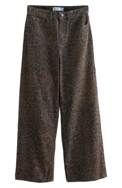 Next Animal Print High Waist Wide Leg Jeans In Multi