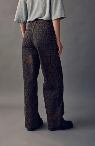 Next Animal Print High Waist Wide Leg Jeans In Multi