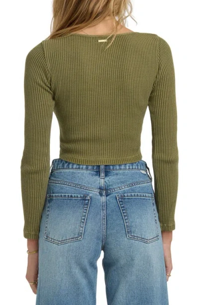 Billabong Paxton Waffle Stitch Cardigan In Green