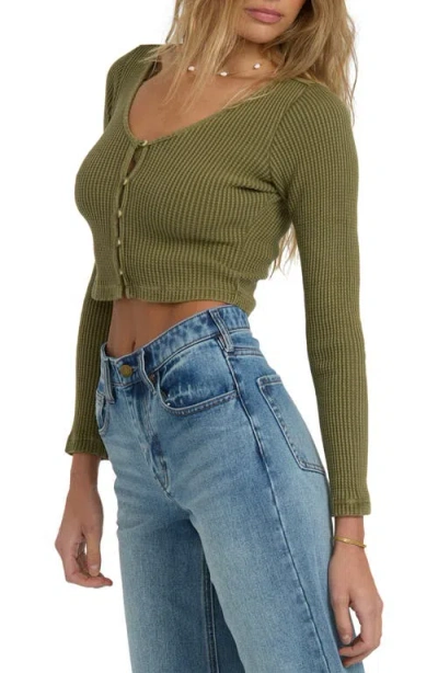 Billabong Paxton Waffle Stitch Cardigan In Green