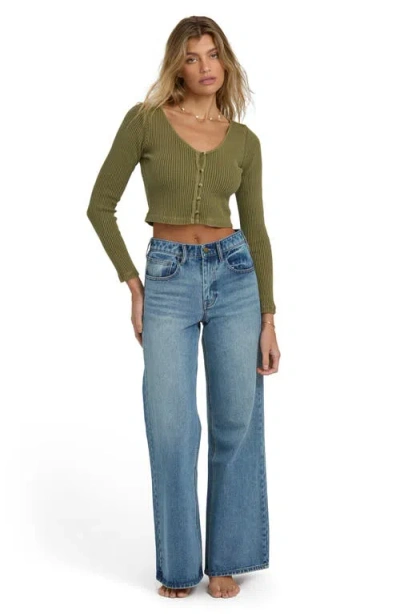 Billabong Paxton Waffle Stitch Cardigan In Green