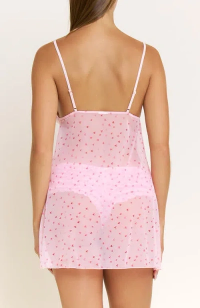 Honeydew Rumba Floral Ruffle Sheer Chemise In Pink