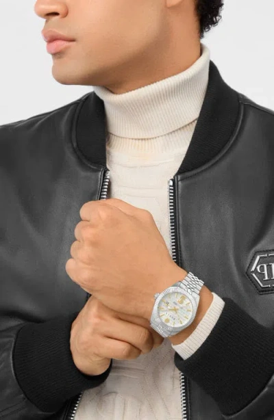 Philipp Plein Date Superlative Crystal Watch In Metallic
