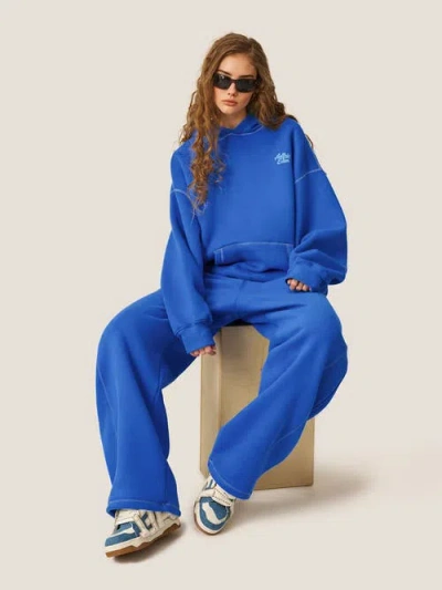 Aelfric Eden Cloud Essential Fleece Pullover Hoodie Super Baggy Set In Blue