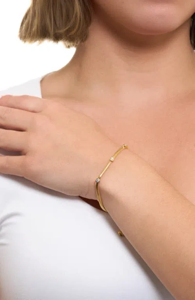 Athra Luxe Herringbone Cubic Zirconia Bracelet In Gold