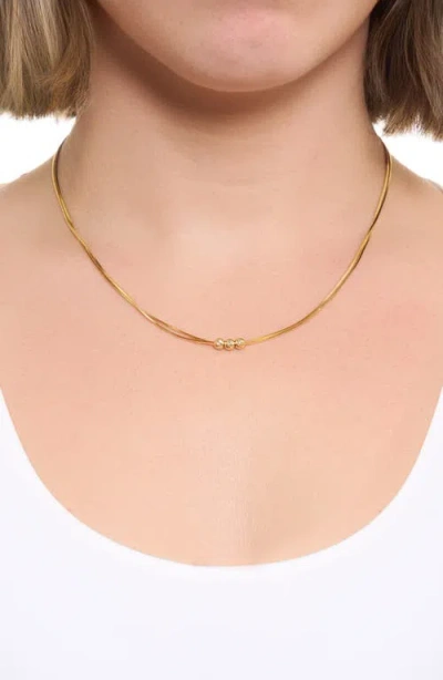 Athra Luxe Double Chain Beaded Necklace In Gold