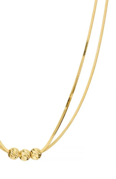Athra Luxe Double Chain Beaded Necklace In Gold