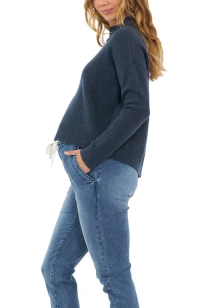 Ripe Maternity Jade Crop Nursing Knit Sweater In Blue