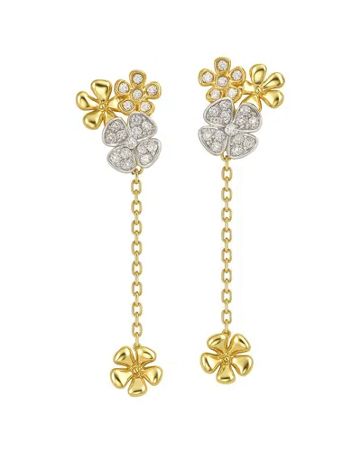 Jewels By Viomo 14k 0.70 Ct. Tw. Diamond Two Tone Flower Drop Earrings In Multi