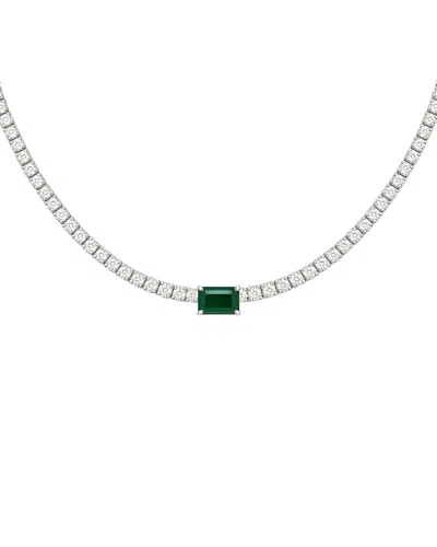 Jewels By Viomo 14k 3.94 Ct. Tw. Diamond & Emerald Adjustable Choker Necklace In Green