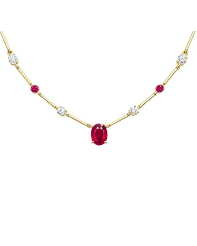 Jewels By Viomo 14k 5.52 Ct. Tw. Diamond & Ruby Necklace In Red