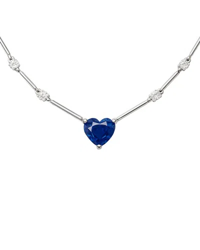 Jewels By Viomo 14k 5.32 Ct. Tw. Diamond & Sapphire Necklace In Blue