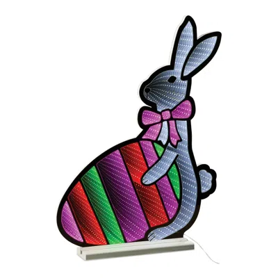 Melrose International Bunny W/easter Egg Ekkolight 23.5"h - White, Pink, Green, Red In Multi