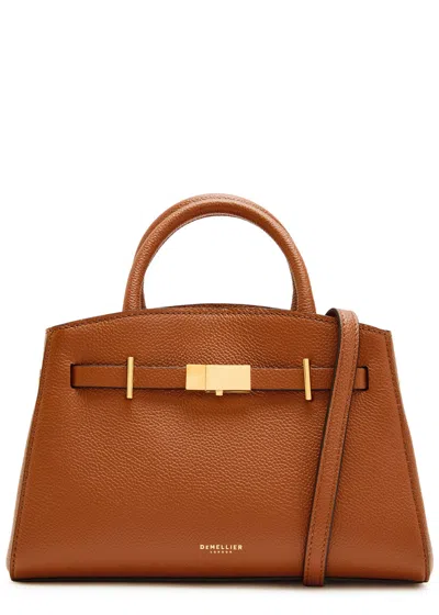 Demellier The Small Hudson Grained Leather Top Handle Bag In Brown