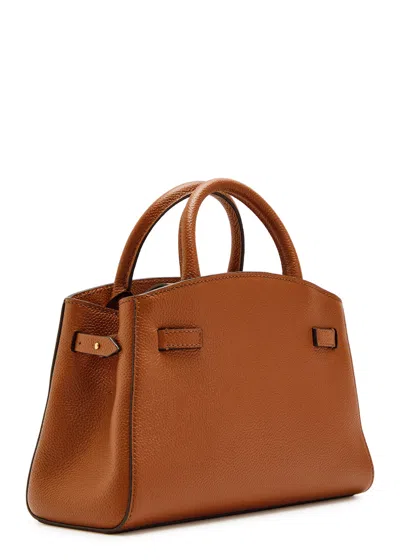 Demellier The Small Hudson Grained Leather Top Handle Bag In Brown