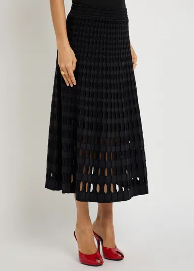 Simkhai Jonathan  Drue Textured Cut-out Knit Midi Skirt In Black