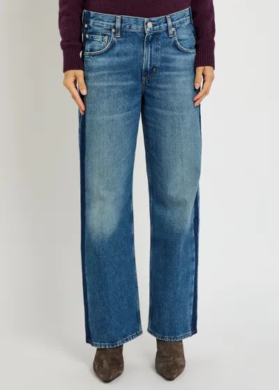Citizen Of Humanity Citizens Of Humanity Lindz Tuxedo Stripe High Rise Easy Straight Jeans In Liro In Blue