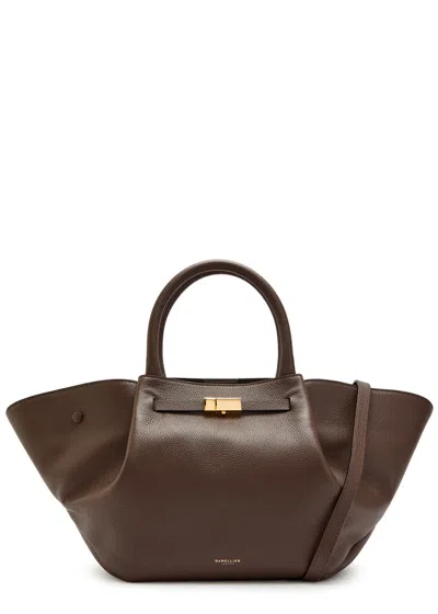 Demellier New York Midi Grained Leather Tote In Brown