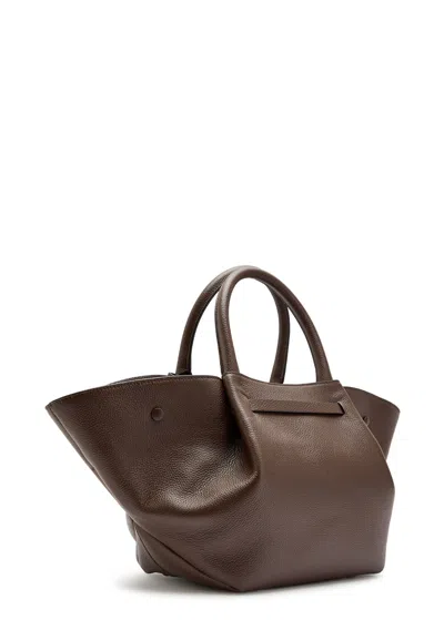 Demellier New York Midi Grained Leather Tote In Brown