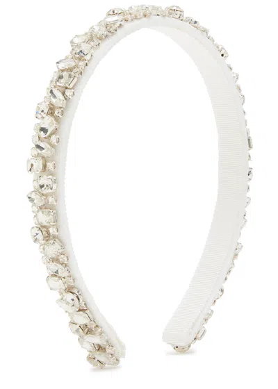Jennifer Behr Czarina Crystal-embellished Silk Headband In White