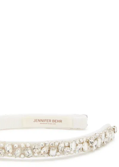 Jennifer Behr Czarina Crystal-embellished Silk Headband In White