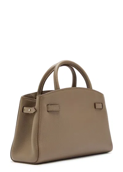 Demellier The Small Hudson Grained Leather Top Handle Bag In White