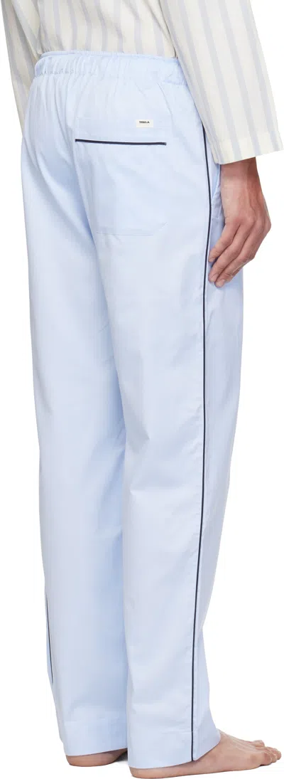 Tekla Blue Sateen Pyjama Pants In Blue
