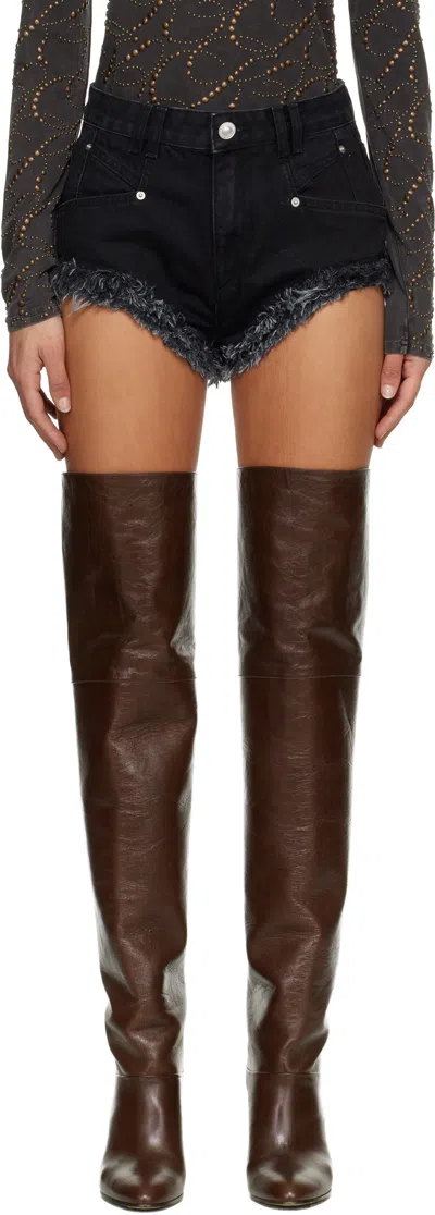 Isabel Marant Black Eneidala Denim Shorts In Black