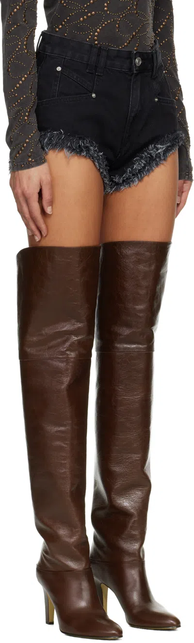 Isabel Marant Black Eneidala Denim Shorts In Black