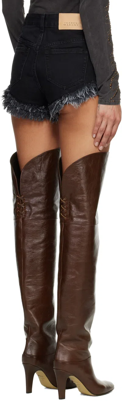 Isabel Marant Black Eneidala Denim Shorts In Black