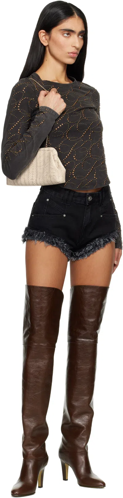 Isabel Marant Black Eneidala Denim Shorts In Black