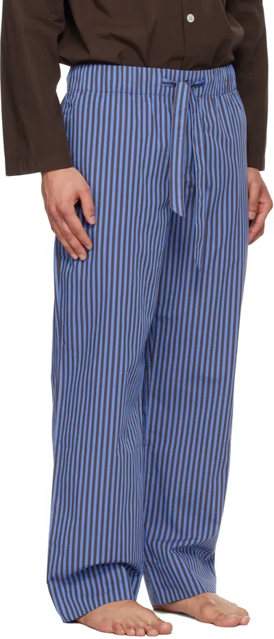 Tekla Striped Poplin Pajama Pants In Blue