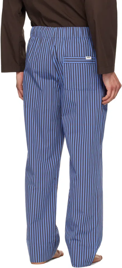 Tekla Striped Poplin Pajama Pants In Blue