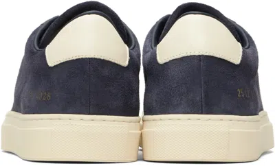 Common Projects Navy Oiled Suede Retro Vintage Sneakers In Blue