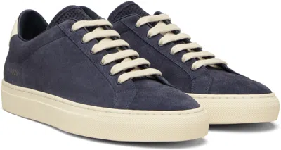 Common Projects Navy Oiled Suede Retro Vintage Sneakers In Blue