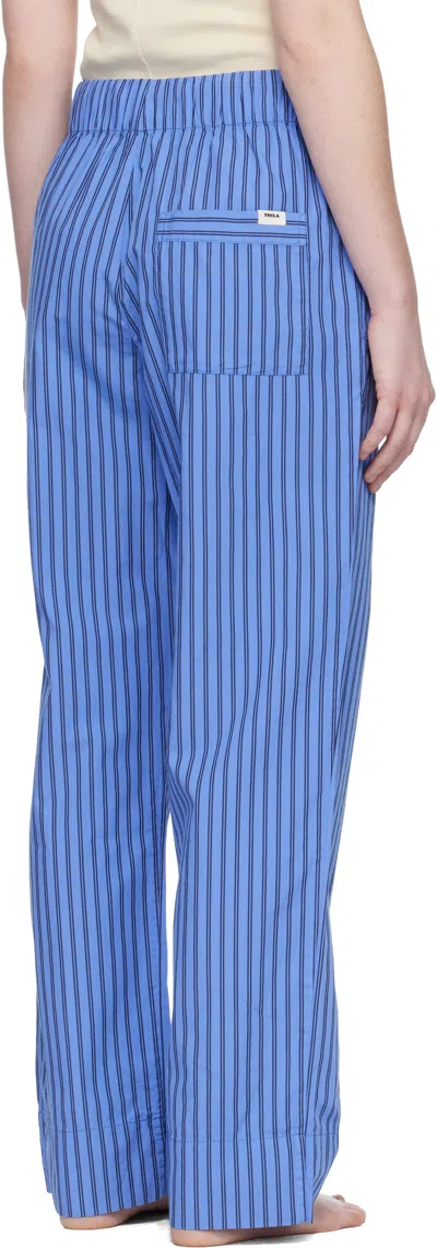 Tekla Blue Poplin Pyjama Pants In Blue