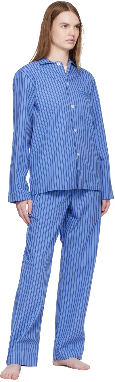 Tekla Blue Poplin Pyjama Pants In Blue