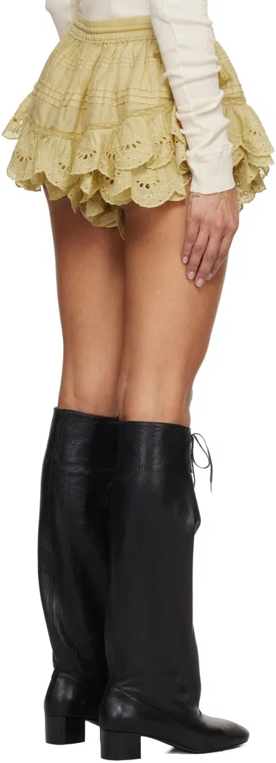 Isabel Marant Étoile Isabel Marant Etoile Ochre Lace Puria Shorts With Ruffles In Yellow