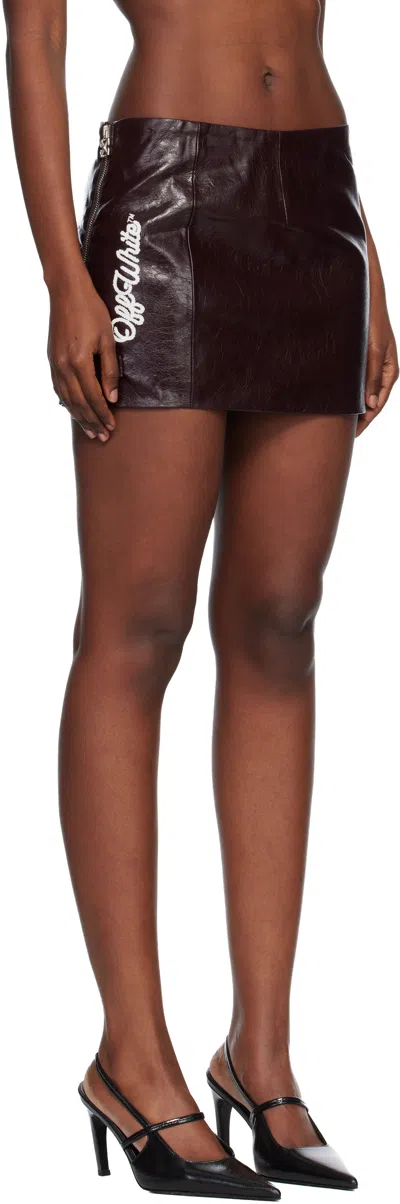 Off-white Brown Crinkle Coated Miniskirt In Brown