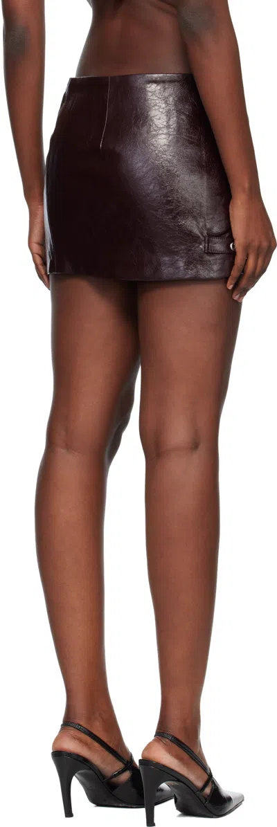 Off-white Brown Crinkle Coated Miniskirt In Brown