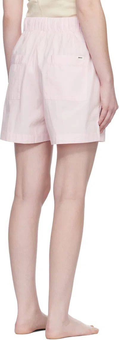 Tekla Pink Poplin Pyjama Shorts In Pink