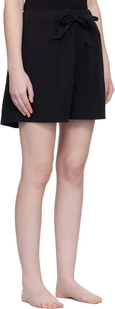 Tekla Black Poplin Pyjama Shorts In Blue