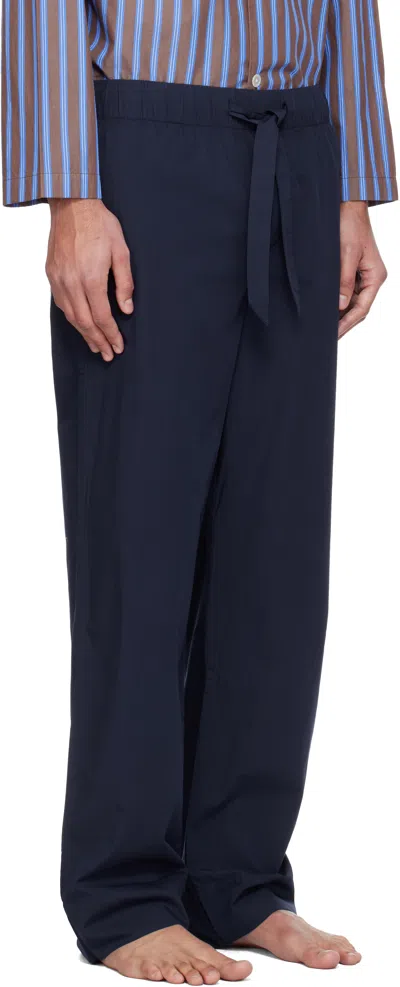 Tekla Navy Poplin Pyjama Pants In Blue