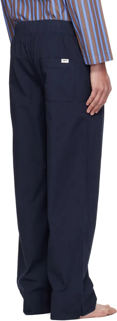 Tekla Navy Poplin Pyjama Pants In Blue