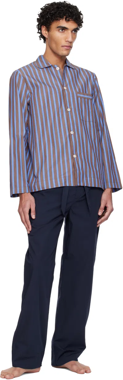 Tekla Navy Poplin Pyjama Pants In Blue