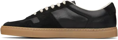 Common Projects Low Top Leather Sneakers With Suede Panels In Black