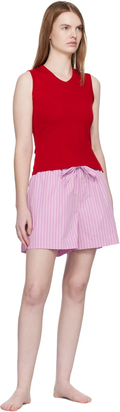 Tekla Pink Poplin Pyjama Shorts In Pink