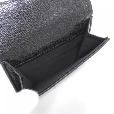 Pre-owned Chanel Black Brown Grained Calfskin Wallet (tri-fold) () In Multi